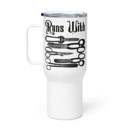 Runs with Scissors - Travel Mug With Handle - Image 2