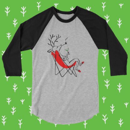 Smoking Reindeer - 3/4 Sleeve Raglan Shirt - Image 2