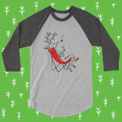 Smoking Reindeer - 3/4 Sleeve Raglan Shirt - Image 3