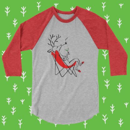 Smoking Reindeer - 3/4 Sleeve Raglan Shirt - Image 4