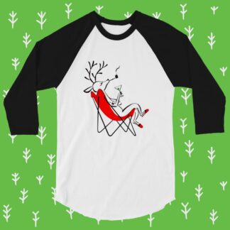 Smoking Reindeer - 3/4 Sleeve Raglan Shirt