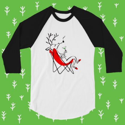 Smoking Reindeer - 3/4 Sleeve Raglan Shirt