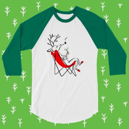 Smoking Reindeer - 3/4 Sleeve Raglan Shirt - Image 6