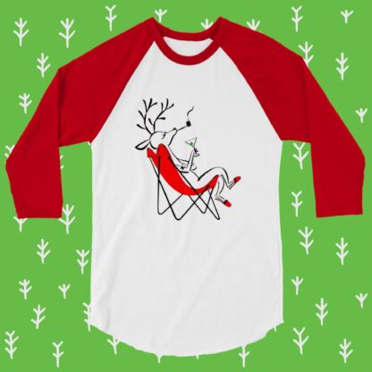 Smoking Reindeer - 3/4 Sleeve Raglan Shirt - Image 7